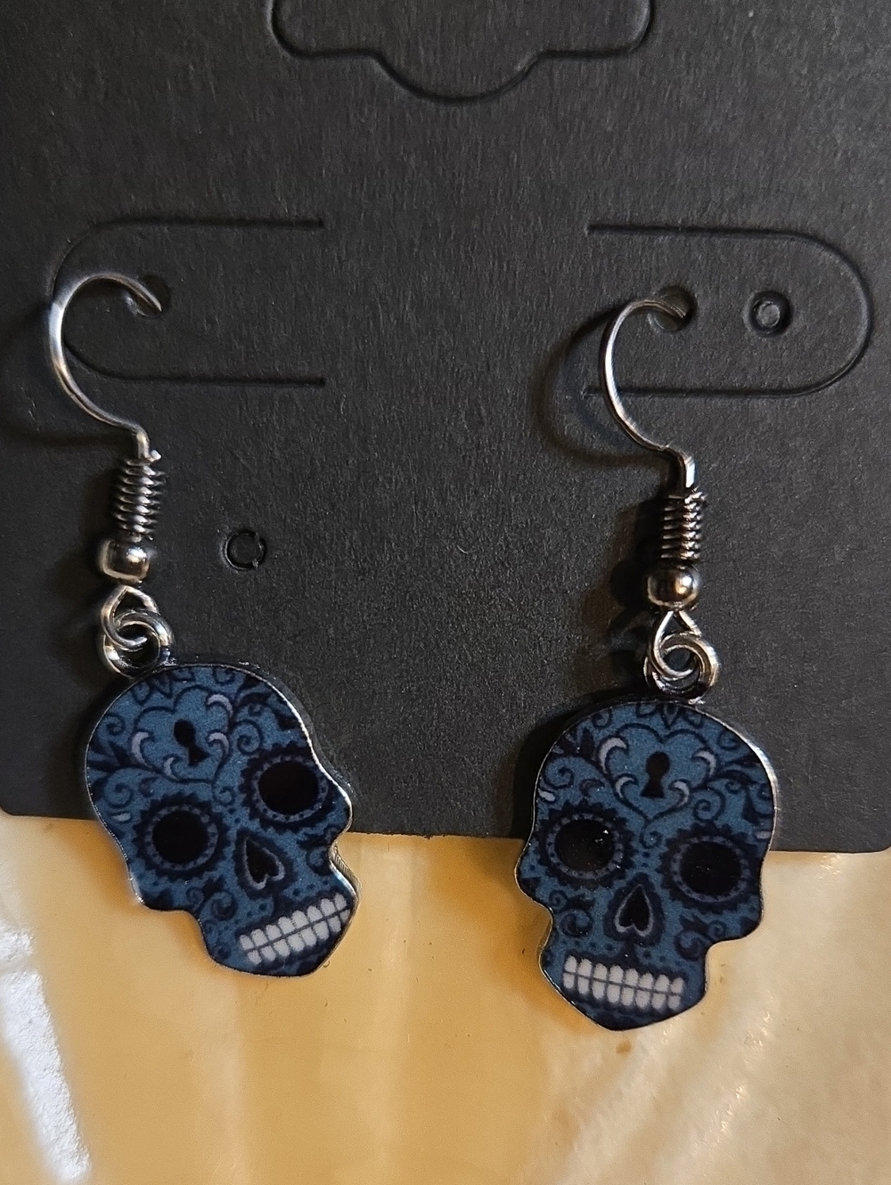 Blue Sugar Skull Dangle Earrings for Women